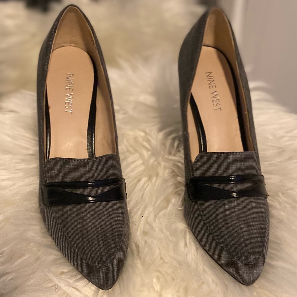 Nine West Block Heel, Size 8, Multi-tone Black and White